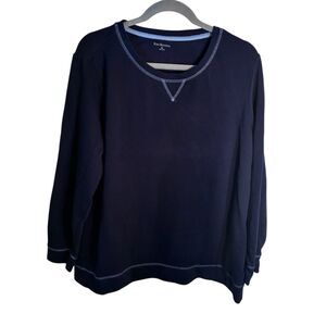 Kim Rogers Women’s Navy Blue Pullover Sweatshirt. Size 1X Has Light Blue Trim